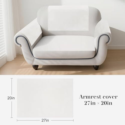 Couch Arm Covers Sofa Arm Covers Set of 2, Waterproof Couch Cover Armchair Cover for Recliner, Non Slip Sofa Headrest Covers Armrest Cover Couch Slipcover Protector, White - color: White
