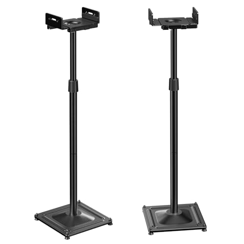 PERLESMITH Universal Speaker Stands for Surround Sound -Height Adjustable Extend 33.3”to 45.1”, Floor Speaker Stand for Satellite & Studio & Bookshelf Speakers up to 11LBS,1 Pair Black, PSSS2 - size: Weight 11 LBS