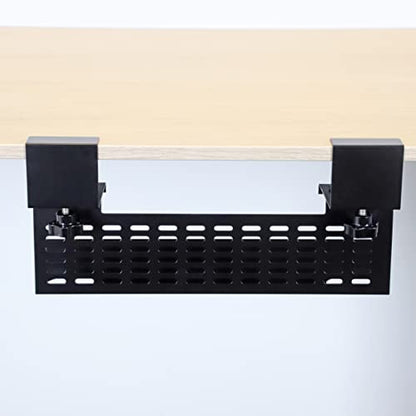 AEONS Under Desk Cable Management Tray Wire Cord Organizer Removable C Clamp Mount No Drill Computer Cord Raceway and Modesty Panel, Black, 16-inch - style: 16” 1 Tray