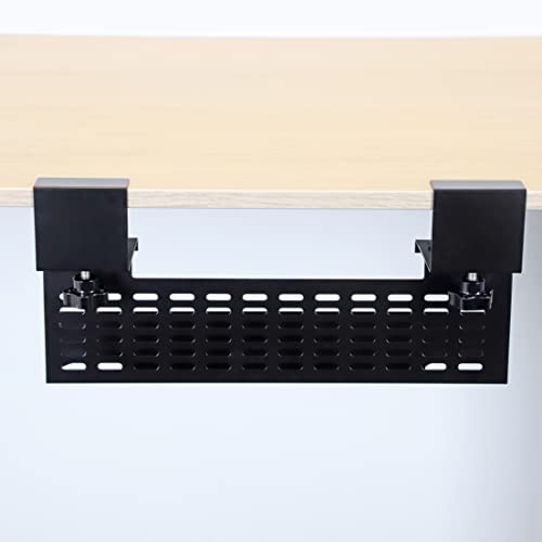AEONS Under Desk Cable Management Tray Wire Cord Organizer Removable C Clamp Mount No Drill Computer Cord Raceway and Modesty Panel, Black, 16-inch - style: 16” 1 Tray