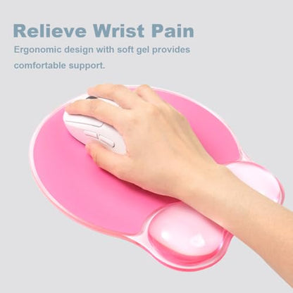 Gel Wrist Rest for Keyboard and Mouse - Ergonomic Pink Mouse Pad with Wrist Rest Support Non-Slip Base for Latop/Desktop/Office Home - color: Pure Pink, style: Wave Shape
