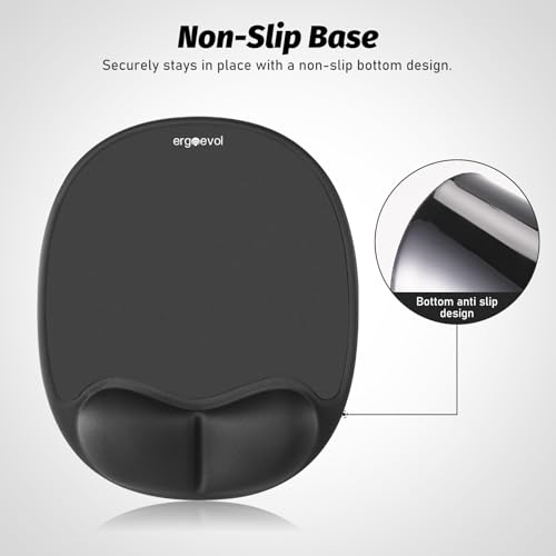 Ergonomic Mouse Pad with Skin-Friendly Lycra Memory Foam Wrist Rest, Easy-to-Clean Smooth PP Surface, and Non-Slip PU Base – Ideal for Vertical, Ergonomic, and Office Mice (Jet Black) - color: Jet Black
