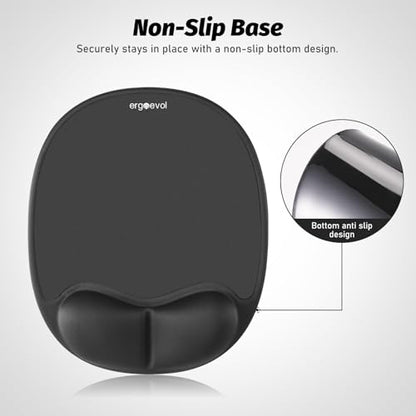 Ergonomic Mouse Pad with Skin-Friendly Lycra Memory Foam Wrist Rest, Easy-to-Clean Smooth PP Surface, and Non-Slip PU Base – Ideal for Vertical, Ergonomic, and Office Mice (Jet Black) - color: Jet Black