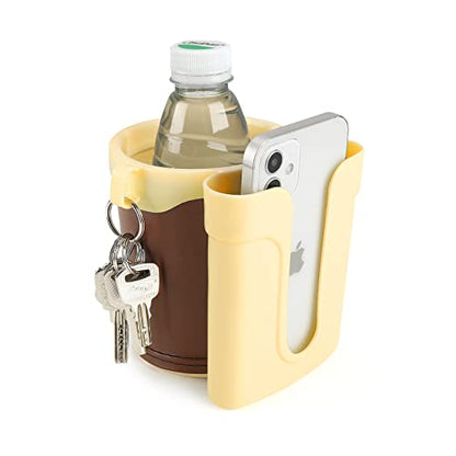 Accmor 3-in-1 Bike Cup Holder with Cell Phone Keys Holder, Bike Water Bottle Holders, Universal Bar Drink Cup Can Holder for Bicycles, Motorcycles, Scooters, Yellow Brown - color: Gream Yellow Brown
