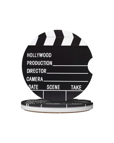 Car Cup Holder Coasters, 2 Pcs Ceramic Coasters with Finger Slot and Cork Back, Anti-Slip Shock Absorbing Women and Men Universal Car Accessories - Camera Board - color: Camera Board