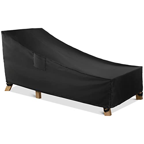 WLEAFJ Patio Chaise Lounge Cover Waterproof, Heavy Duty Outdoor Lounge Chair Covers, Black Durable Patio Furniture Covers, 78L x 34W x 32H inch - color: Black, size: 78L x 34W x 32H inch