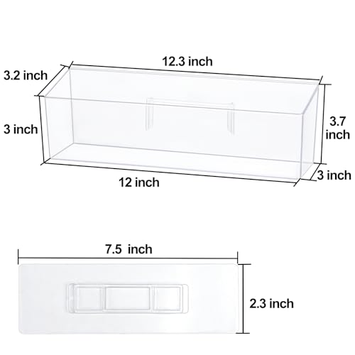ZEXALOR Wall Mounted Organizer Bins, Wall Mount Spice Rack, Adhesive Hanging Bin Fridge Organizer for Bathroom,Kitchen,Cabinet,Pantry,Countertops (12.2×3.9×3.1") - size: 12.2 × 3.9 × 3.1"