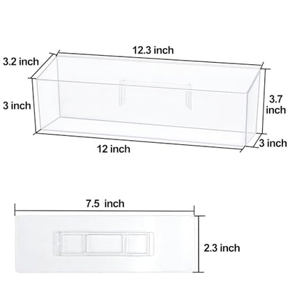 ZEXALOR Wall Mounted Organizer Bins, Wall Mount Spice Rack, Adhesive Hanging Bin Fridge Organizer for Bathroom,Kitchen,Cabinet,Pantry,Countertops (12.2×3.9×3.1") - size: 12.2 × 3.9 × 3.1"