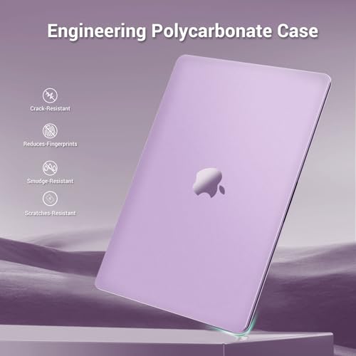 MOSISO Ultra-Thin & Seamlessly Closes Cover Compatible with MacBook Air 13 inch Case M5 M4 M3 M2 2026-2022 A3449 A3240 A3113 A2681, 2 in 1 Kit Anti-Fingerprints Shell for Mac Air 13.6, Purple - color: Purple