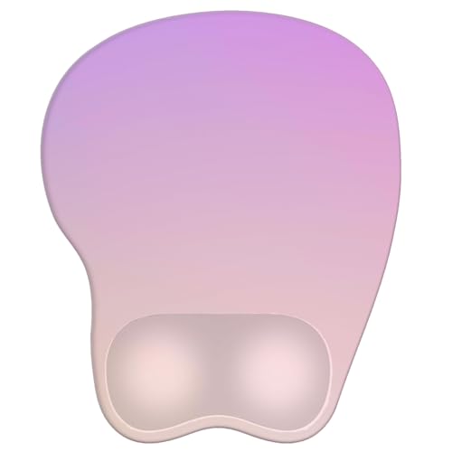 Mouse Pad with Wrist Rest Ergonomic Mouse Pad with Comfortable M-Shape Pain Relief Wrist Support Non-Slip PU Base Mousepad for Laptop, Office & Home (Lilac) - color: Lilac