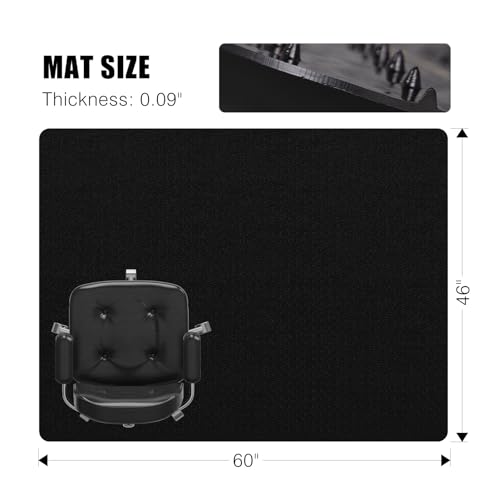 Office Chair Mat for Carpet, tixpol 46" x 60" Large Chair Mat for Carpeted Floors, Non-Slip Carpet Protector Mat with Spikes, Heavy-Duty Under Desk Floor Mat for Home Office Use (Black) - color: Black (for Carpet), size: 46" x 60" (for carpet)