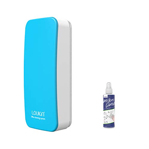 loukin Magnetic Dry Erase Eraser, Whiteboard Eraser, Glass Board Remover, 3.4 fl oz Whiteboard Cleaner Included, for Classroom, Home and Office Use (Blue) - color: Blue-1 Pack