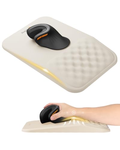 ProtoArc MP50 Ergonomic Mouse Pad with Wrist Rest, MP50 Mousepad with Massage Design, Soft Memory Foam and Non-Slip PU Base for Pain Relief, Desk, Home, Office, 12x8 Inches, Beige (Mouse Not Included) - color: Beige Lycra