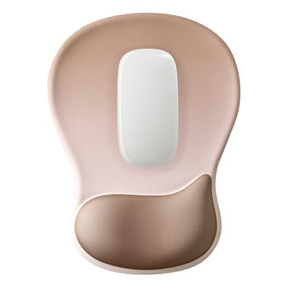 EooCoo Ergonomic Mouse Pad with Gel Wrist Rest Support Middle Concave Design, Relieve Wrist Pain Mousepad, Non-Slip Base for Laptop, Office Desk Accessories, Carpal Tunnel Syndrome - color: Khaki