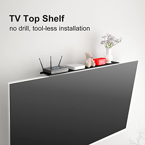 Bracwiser No Drill TV Top Shelf 24 inch Wide for Thin Monitor TV Top Mounting Bracket Platform Holds Speaker, AV Receiver, Media Box, Game Console and More (CS106LMINI) - size: 24 inch MINI