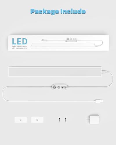 ASOKO Plug-in Under Desk Light, 16Inch LED Workbench Lights with Super Brighten 700Lumen and Smart Memory Function,3 Temps (3000K/4000K/6000K) for Kitchen Sink/Desk/Workbench - size: 16 Inch-New