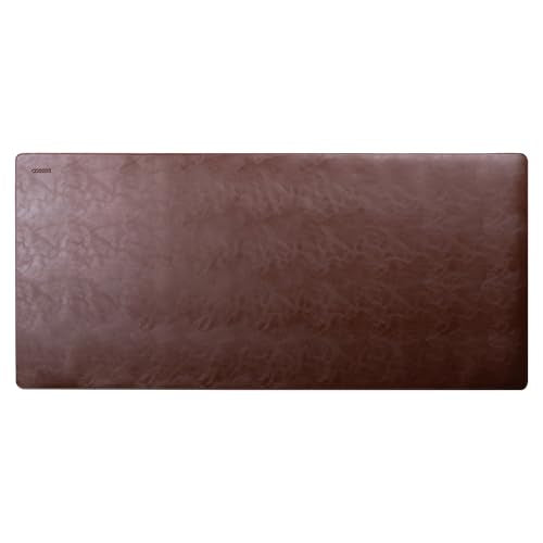 Cossini XL Desk Pad - Large Vegan Leather Desk Mat (17 x 36) - Buttery Smooth Writing, Damage Blocking, Non-Slip, Waterproof - Home Office Computer Desk Protector Blotter Laptop Keyboard Mouse Pad - color: Brown