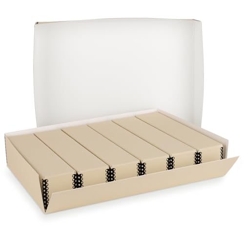 Golden State Art, Archival Slide Storage Box, Tan, 15.5"x11.5"x3" | Acid-Free Metal Edge Organizer With 6 Inner File Cases, Holds Up to 840 Films, For Storing Photos and Negatives - size: 15.5" x 11.5" x 3"