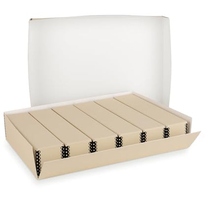 Golden State Art, Archival Slide Storage Box, Tan, 15.5"x11.5"x3" | Acid-Free Metal Edge Organizer With 6 Inner File Cases, Holds Up to 840 Films, For Storing Photos and Negatives - size: 15.5" x 11.5" x 3"