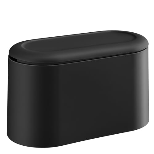 SUBEKYU 0.5 Gal Mini Countertop Trash Can with Lid for Desktop, Small Garbage Can for Office, Tiny Wastebasket, Plastic,Black - color: Black 0.5 Gal with Lid