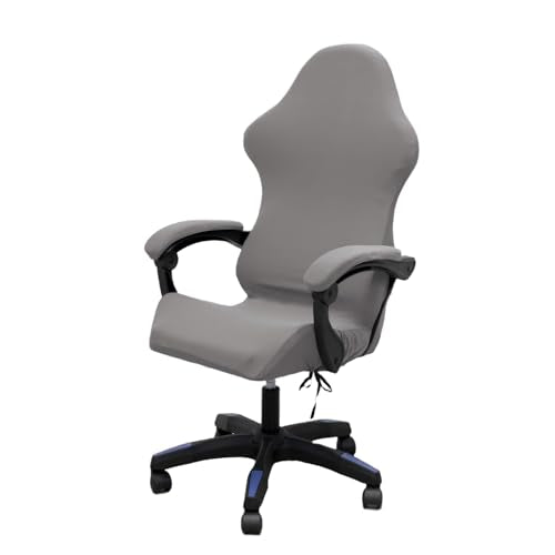 Gaming Chair Cover Set with Armrest Covers, Stretch Ruffled Slipcover for Racing Office Computer Reclining Chairs (Smoky-Gray) - color: Smoky-gray