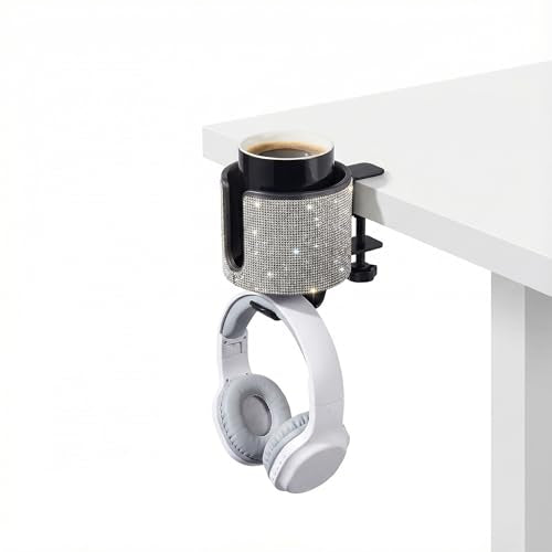 Luxury 2-in-1 Desk Cup Holder with Headphone Hanger for Office, Home, Gaming(Bling Bling) - color: BLING BLING