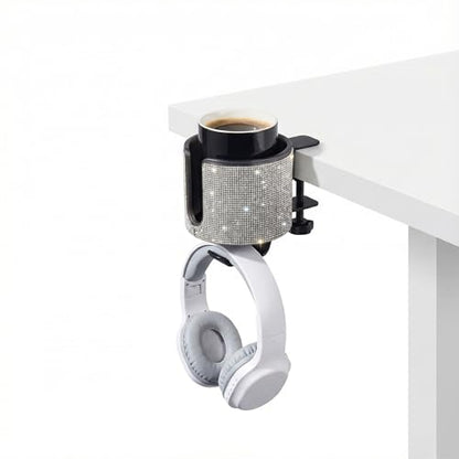Luxury 2-in-1 Desk Cup Holder with Headphone Hanger for Office, Home, Gaming(Bling Bling) - color: BLING BLING