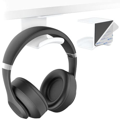 HomeMount Under Desk Headphone Hook - Adhesive Headphone Stand Hanger for Desk - White - color: White