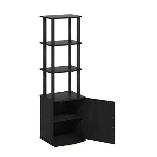 Furinno Turn-N-Tube Tall TV Entertainment Side Table Display Rack with Storage Cabinet, 3-Tier, Blackwood/Black - color: Blackwood/Black, size: 3-Tier Cabinet