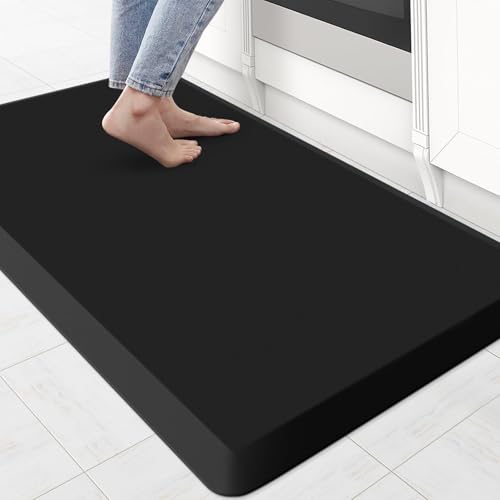 KitchenClouds Kitchen Mat Cushioned Anti Fatigue Rug 22"x36" Water Resistant, Non Slip, Standing and Comfort Desk/Floor Mats for House Sink Office (Black,0.8inch) - color: Black, size: 36"L x 22"W x 0.8"Th