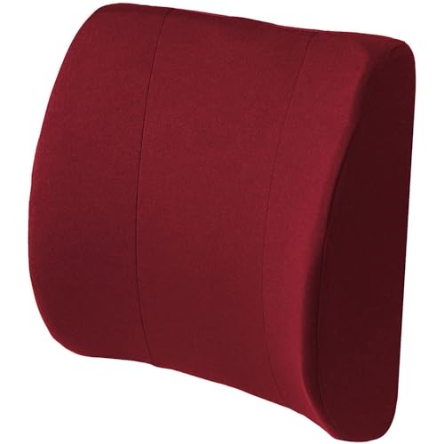 DMI Lumbar Support Pillow for Chair to Assist with Back Support with Removable Washable Cover and Firm Insert to Ease Lower Back Pain while Improving Posture,14 x 13 x 5,Contoured Foam,Elite,Burgundy - color: Burgundy, size: 1 Count (Pack of 1), style: El
