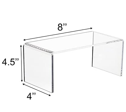 Jusalpha 2 PC Clear Acrylic Risers, Acrylic Display Risers Shelf Showcase Fixtures for Jewelry, Display Stand for Amiibo Funko POP Figures, Cupcakes, Food Display, Cabinet- (8''x 4''x 4.5'', 2 sets) - size: 8''x 4''x 4.5''