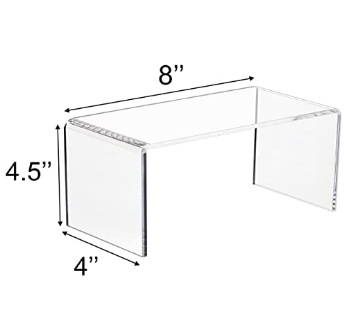 Jusalpha 2 PC Clear Acrylic Risers, Acrylic Display Risers Shelf Showcase Fixtures for Jewelry, Display Stand for Amiibo Funko POP Figures, Cupcakes, Food Display, Cabinet- (8''x 4''x 4.5'', 2 sets) - size: 8''x 4''x 4.5''