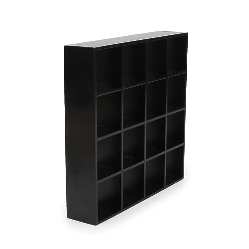 Miniature Furniture Storage Rack 1/12 Dollhouse Furniture 16 Grid Shelf Bookshelf Display Shelf Wall Rack Stand Mini House Scene Decoration (Black) - style: Black