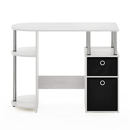 Furinno Jaya Simplistic Computer Study Desk, White Oak/Chrome/Black - color: White Oak/Stainless Steel/Black