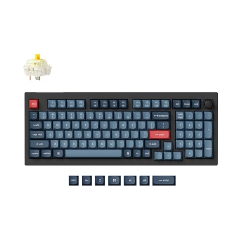 Keychron V5 Max Custom Wireless Mechanical Gaming Keyboard with Number Pad, 96% Layout QMK/VIA 2.4 GHz/Bluetooth 5.1/Wired, RGB Backlit Hot-Swappable Gateron Banana Switch for Mac Windows Linux - color: Gateron Jupiter Banana Switch