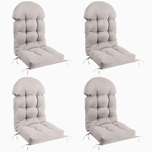 Adirondack Chair Cushions Set of 4, Rocking Chair Cushions High Back, Thickened Patio Chair pad for Indoor and Outdoor, 44''L x 19''W x 4''H - color: Beige Gray, size: Set of 4