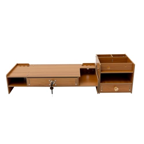 Computer Monitor Stand, Computer Rack with Drawers, Two top Platforms Desk Organizer Monitor Stand with Extra Large Storage Desktop Computer Stand for PC, Laptop, Printer, Screen, TV (04) - size: 04