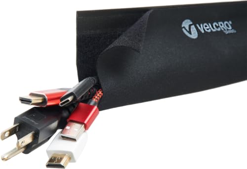 VELCRO Brand Mountable Cable Sleeve,3Ft Customizable Cable Raceway with Removable Adhesive,Cut to Length for Custom Size Wire Management,Cord Hider Mounts on Wall,Desk,Black,VEL-30799-USA(Pack of 12) - size: 36in - Cut to Length (Pack of 12)