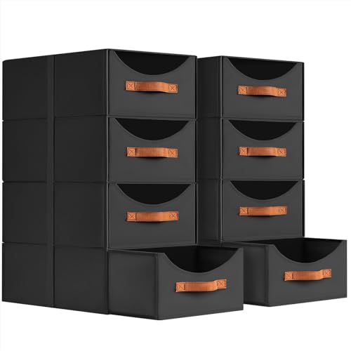 Homsorout Stackable Storage Drawers - Large Collapsible Storage Bins with Drawers, 8 Pack Closet Shelf Organizer Basket, Fabric Pull Out Organizer for Bedroom, Living Room, Dorm, Black - color: Black, size: 16 Inch. - 8 Pack