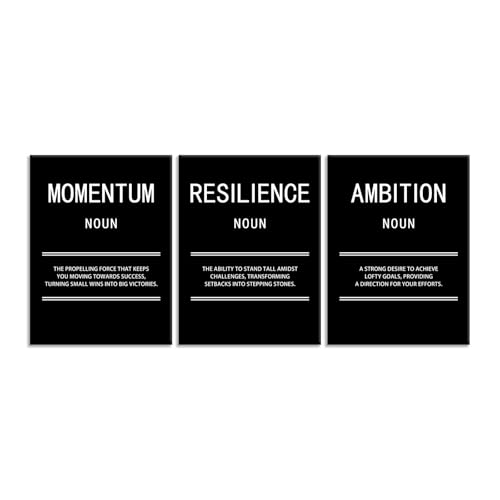 WYJZDZQ8 3 Panel Inspirational Canvas Print Wall Art Ambition Momentum Resilience Motivational Poster Painting Modern Inspiring Artwork for Home Office Living Room Decor Ready to Hang [36''Wx 16''H] - color: Inspirational-10, size: 16.00" x 36.00"