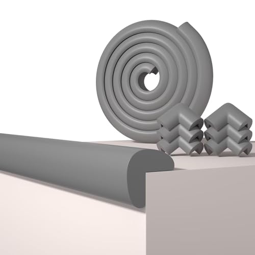 6.56FT L-Shape Baby Corner Protector Guards, Pre-Taped, 0.47''Thick | Edge Safety Bumpers for Furniture & Sharp Table Corners, with 6 Corners, Waterproof Soft Foam Adhesive Guard Cushion, Grey - color: Gray, size: 0.47''Th (6.56ft)