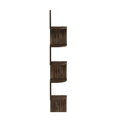 Furinno Rossi Wall Mount Floating Corner Shelf, 5-Tier Radial, Columbia Walnut - color: Columbia Walnut
