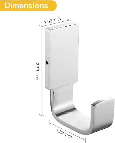 BESy Brass Clothes Hook Single Towel Hook for Bathroom Kitchen Garage Square Style Robe Hooks Coat and Hat Hook, Wall Mounted with Screws, Two Packs, Polished Chrome - color: Polished Chrome, size: 2 Pack