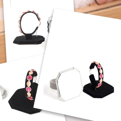 2Pcs Black Velvet Single Watch Display Stand Jewelry Showcase Holder | Fixed metal velvet display rack stores wristwatches and assorted small jewelry for retail counters and home cabinet storage