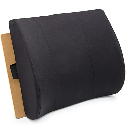 DMI Lumbar Support Pillow for Chair to Assist with Back Support with Removable Washable Cover and Firm Insert to Ease Lower Back Pain while Improving Posture,14 x 13 x 5,Contoured Foam,Elite,Black - color: Black, size: 1 Count (Pack of 1), style: Elite