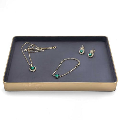 Metal Jewelry Tray, Valet Tray, Bedside Table and Desktop Organizer. It is Stackable and can be Used to Display Watches, Rings, Earrings and Bracelets（Blue） - color: Blue