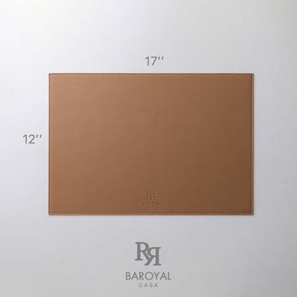 Baroyal Faux Leather Placemats Set of 6 Vinyl Washable Wipeable Table Mats for Kitchen Dining Table Heat Resistant Waterproof Indoor/Outdoor Placemats Non-Slip Easy Clean Place Mats (British Khaki) - color: B-british Khaki