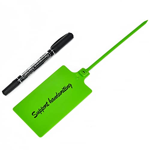 100 Green Plastic Writable Shipping Tags - Large, Waterproof, Hanging Labels with One Permanent Marker Pen - color: Green, size: 100 PCS