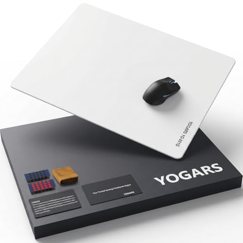 Glass Gaming Mouse Pad, 19.7"x15.7" Large Glass Mousepad for Esports | Ultra-Smooth Micro-Etched Surface Speed & Control, with Anti-Slip Base, Easy Clean Scratch Resistant for Esports (White) - color: White